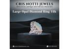 Opal Opulence: Large 18K Diamond-Encrusted Opal Ring