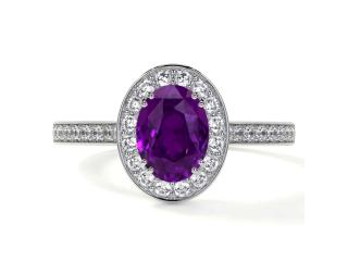 Oval Amethyst Women's Engagement Rings with Diamond Halo AAAA Quality