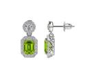 1.80cttw Emerald Cut Peridot Dangling Gemstone Earrings With Round Diamonds 