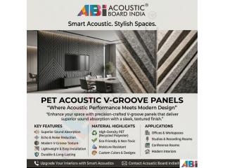 PET Acoustic V-Groove Panels | Acoustic Board India®