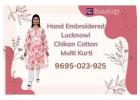 Hand Embroidered Lucknowi Chikan Cotton Multi Thread Kurti