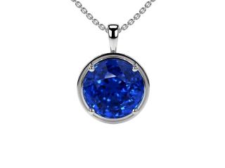 Buy Blue Sapphire Custom Made Necklace in Solitaire Style Online