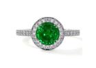 AAAA Quality Natural Emerald Green Ring with Prong Set Diamonds 