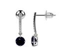 Stylish Blue Sapphire Stud Earrings with Round Shape and Diamonds