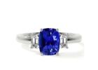 Order Blue Sapphire Ring Sapphire with Emerald Cut Side Diamonds