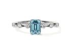 Buy Emerald Cut Aquamarine Ring Light Blue Gem Ring