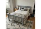 Grey Wooden Bed Frame – Slatted Double or Single, Under-Bed Clearance