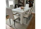 6-Seater Dining Table Set – Marble Effect or Rustic Wood, PU Leather Chairs