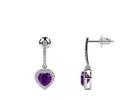 Natural Amethyst Dangling Gemstone Earrings with Round Diamond Accents