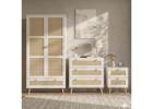 Wovena Rattan 3 Door Wardrobe with Drawers and Shelves, Oak Effect, 138.5cm Wide