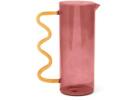 Core Kitchen Rose Pink & Honey Vibrant Squiggle 44 Ounce Durable Glass Pitcher Carafe 