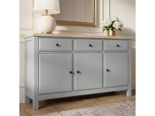 Haven Grey Large 3 Door Sideboard, Three Drawers and Three Cupboards, W135.5cm