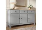 Haven Grey Large 3 Door Sideboard, Three Drawers and Three Cupboards, W135.5cm