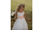 Bohemian White Flower Girl Dress, Rustic Tulle Wedding Dress for Girls, Toddler Princess Dress