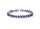 Elegant Tanzanite & Diamond Tennis Bracelet in 14K White Gold
