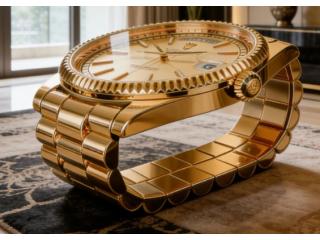 Timeless Elegance: Gold Wristwatch-Inspired Luxury Coffee Table