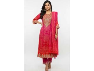Bandhej Suit Set in Pink & Red – Festive Essential Rs. 1,999