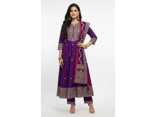 Royal Purple Anarkali with Maroon Dupatta – Reception Ready Rs. 2,799
