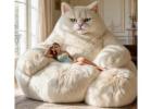 The Ultimate Purr-sonal Lounge: Giant Faux-Fur White Cat Sofa