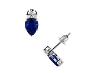 Blue Sapphire Stud Earrings with Round Diamonds 1.77Cttw