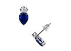 Blue Sapphire Stud Earrings with Round Diamonds 1.77Cttw