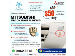 Mitsubishi aircon light blinking