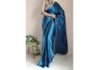 Beautiful, Elegant, Plain Satin Saree for Party & Festival Wear