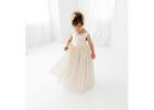 Ivory Bohemian Flower Girl Dress, Soft Tulle Rustic Wedding Dress, Flower Girl Proposal Idea