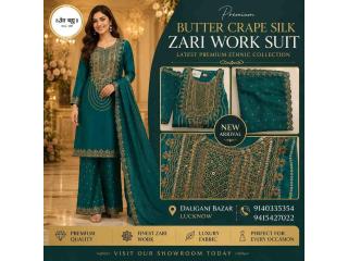 Butter Crape Silk Zari Work Suit | Best Saree Shop In Lucknow