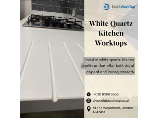 White Quartz Kitchen Worktops | +44 020 83685555 | DialAWorkTop