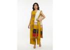 Mustard Yellow Printed Kurta Set – Bold Contrast Dupatta at ₹1999