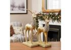 Gilded Majesty Deer Duo – Elegant Decorative Deer Set for Luxurious Home Interiors