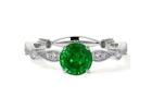 Natural Emerald Green Ring with Round Diamonds for Women