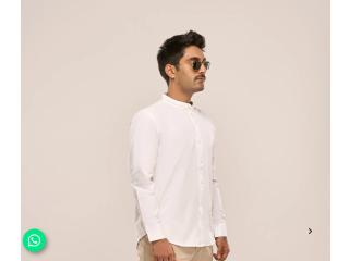 Cotton Poplin Mandarin Shirt