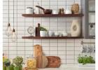 Long Floating Shelves in Mahogany Wood for Modern Home