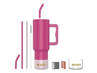 ENEM Pink Tumbler – 1200ml Insulated Travel Mug with Straw