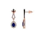 Luxury Blue Sapphire Gemstone Earrings with Pear Cut Sapphire and Diamonds