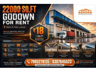 22000 Sq.ft Godown For Lease In Lucknow | A Grade Warehouse Available At ₹18/Sq.ft
