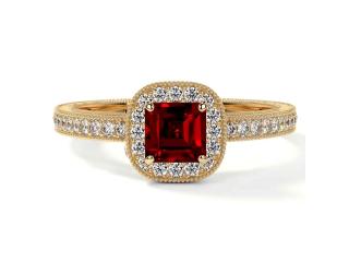 Ruby Ring Featuring Natural Cushion Ruby & Diamonds