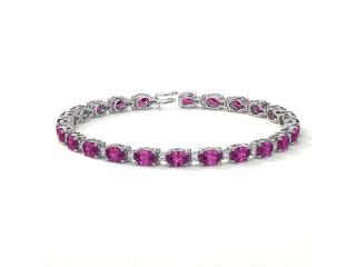 Classic Pink Sapphire and Diamond Women Bracelets in White Gold