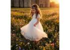 Sienna Lace Baptism Dress for Baby Girl, Vintage Boho Christening Gown, White Blessing Day Outfit