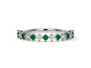 Half Eternity Mens Emerald Wedding Band with Natural Emeralds and Diamonds