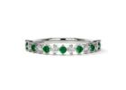 Half Eternity Mens Emerald Wedding Band with Natural Emeralds and Diamonds