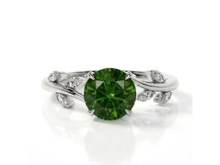 Natural Alexandrite Ring with Round Center Stone and Diamond Accents