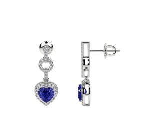 Heart Shape Tanzanite Stud Earrings with Diamond Accents