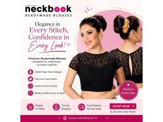 Buy High Neck Blouse Readymade Online | Stylish Readymade High Neck Blouse