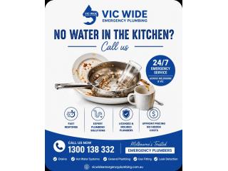 NO WATER IN THE KITCHEN? – CALL VIC WIDE EMERGENCY PLUMBING