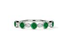 Round Bezel Emerald & Diamond Wedding Ring for Women