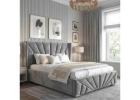 Dark Grey Small Double Sunrise Headboard Ottoman Bed with Hidden Base Storage