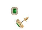 Emerald And Diamond Earrings with Emerald Cut Design in Gold
